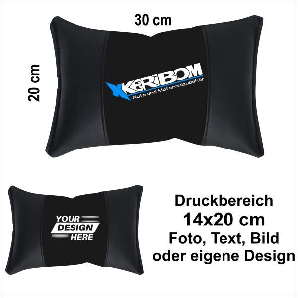 20x30cm Nackenpolster Personalisiert Bild Logo bedrucken auf Polster ( Druckbereich 14x20cm Mittig ) Auto Nackenpolster Nackenstütze